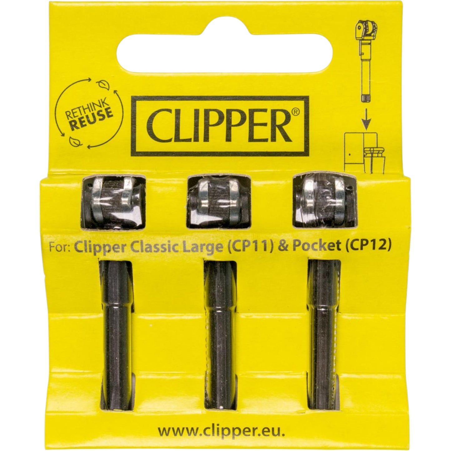 Original Clipper Reibrad-Zündsystem mit Feuerstein | 3 Stück