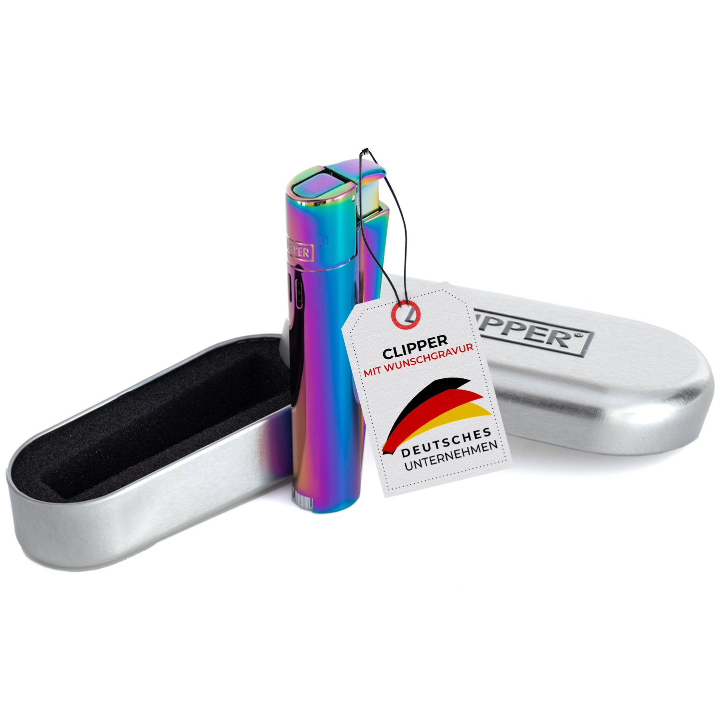 Clipper Jet Feuerzeug aus Metall Rainbow mit individueller Gravur