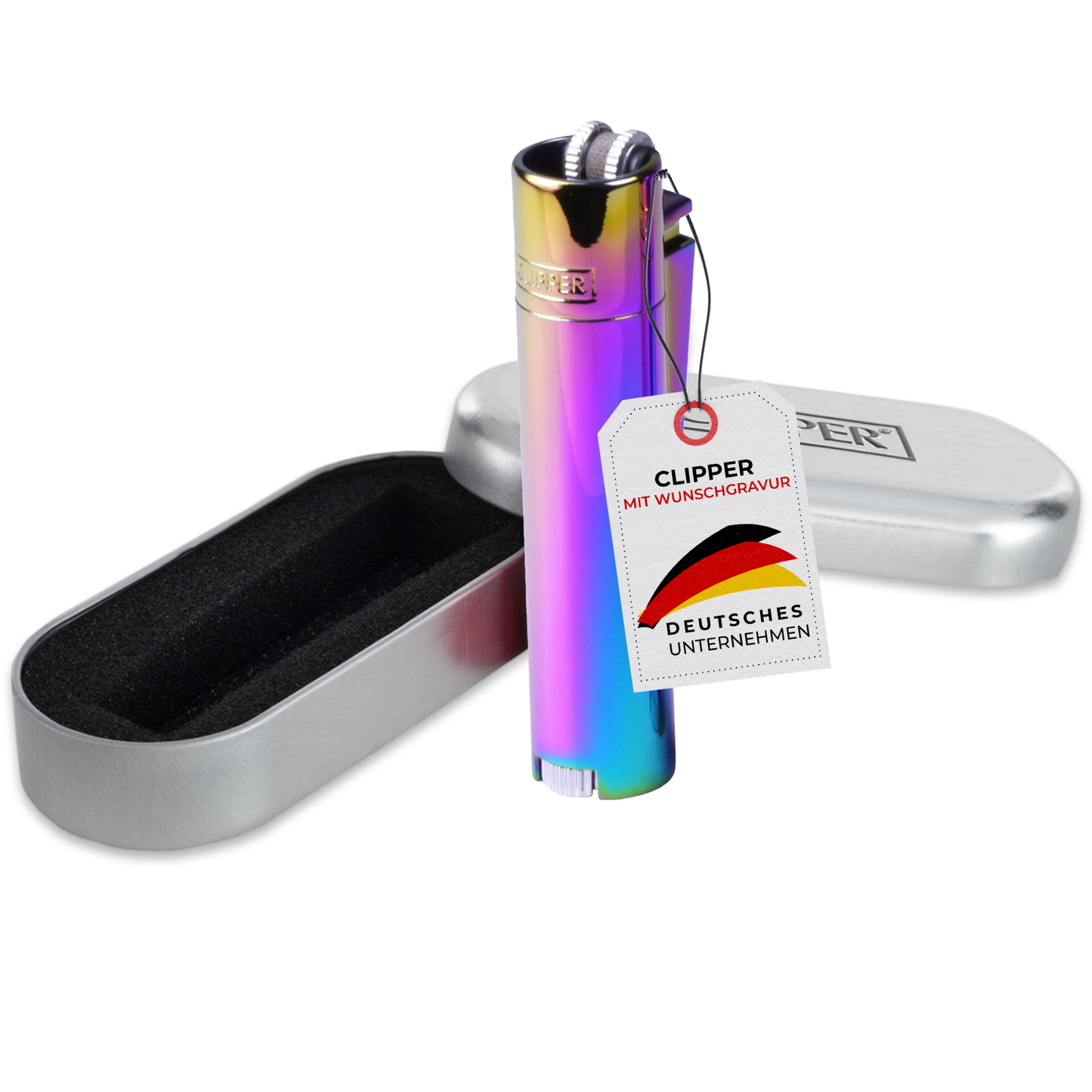 Clipper Feuerzeug aus Metall Rainbow mit individueller Gravur